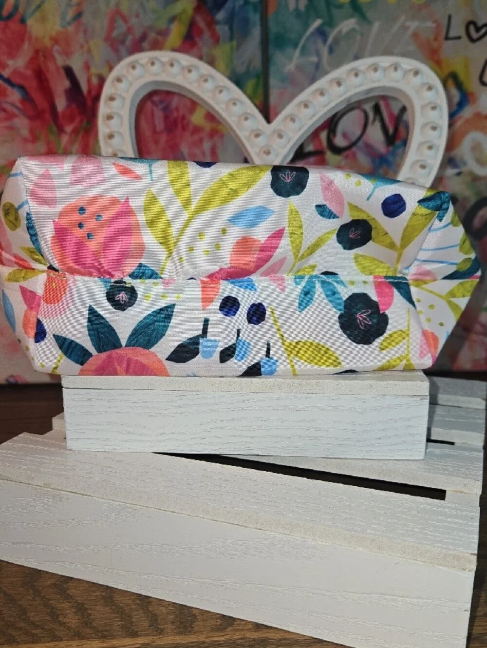 Clinique Floral Cosmetic Pouch - Pink, Blue, Green